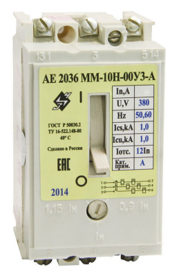 Выключатель автоматический 3ф  АЕ 2036-10Н  16А